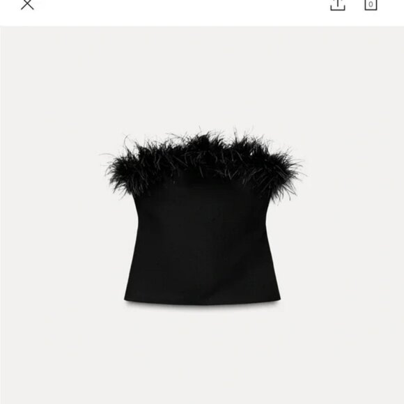 ZARA STRAPLESS FEATHER TOP - Picture 5 of 6